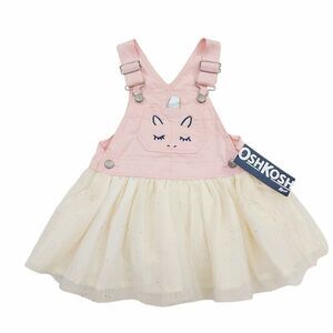 Oshkosh B'gosh Dress Baby 18 Months Pink Cream 100% Cotton Lined Tulle Unicorn